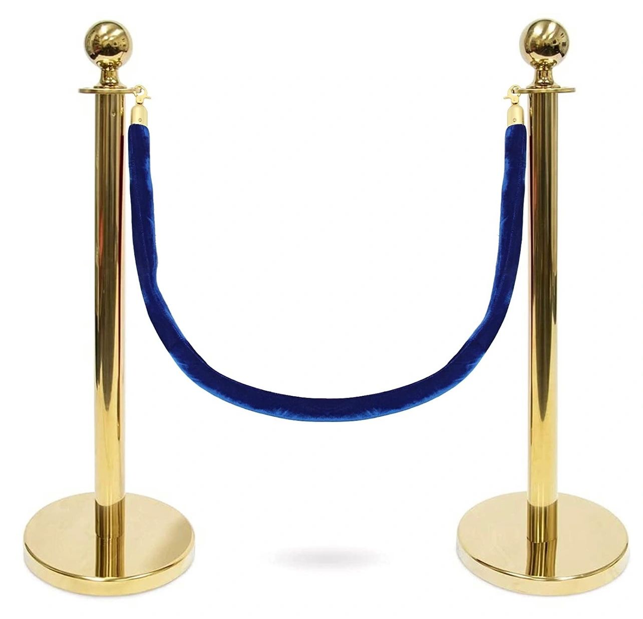 Gold Stanchions With Blue Ropes Rental