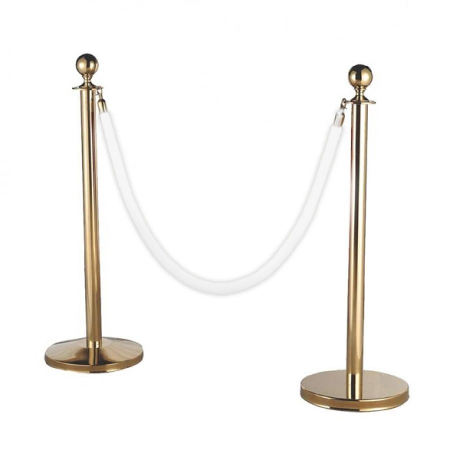 Gold Stanchions With White Ropes Rental