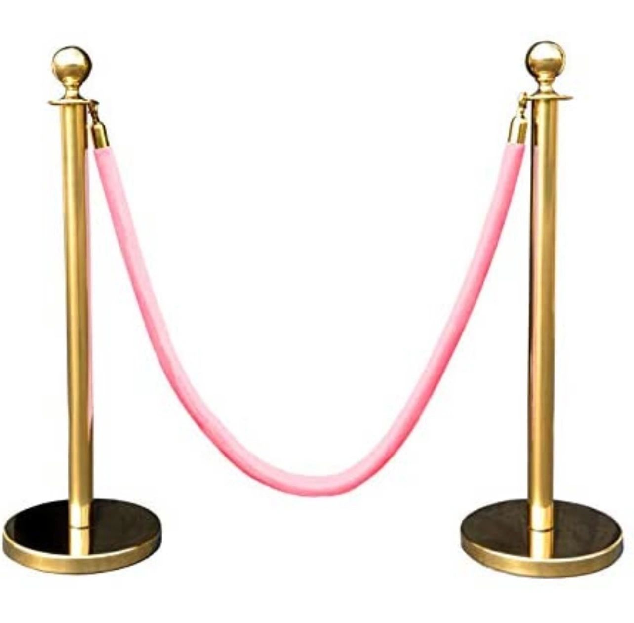 Gold Stanchions With Pink Ropes Rental