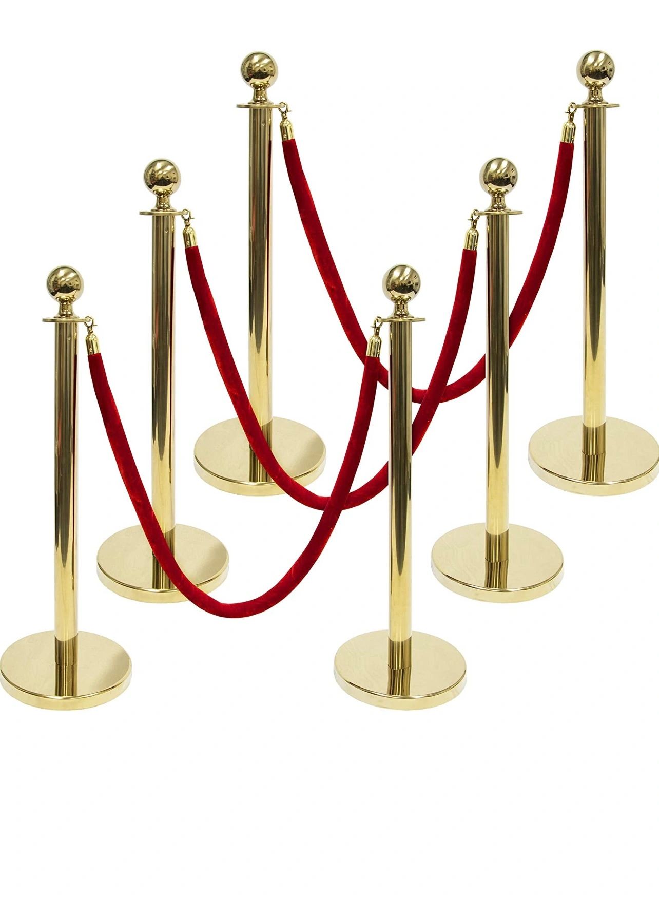 Gold Stanchions With Red Ropes Rental