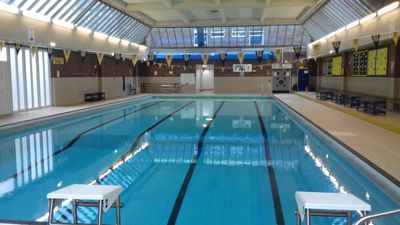 The 25 meter swimming pool in Stockport.  