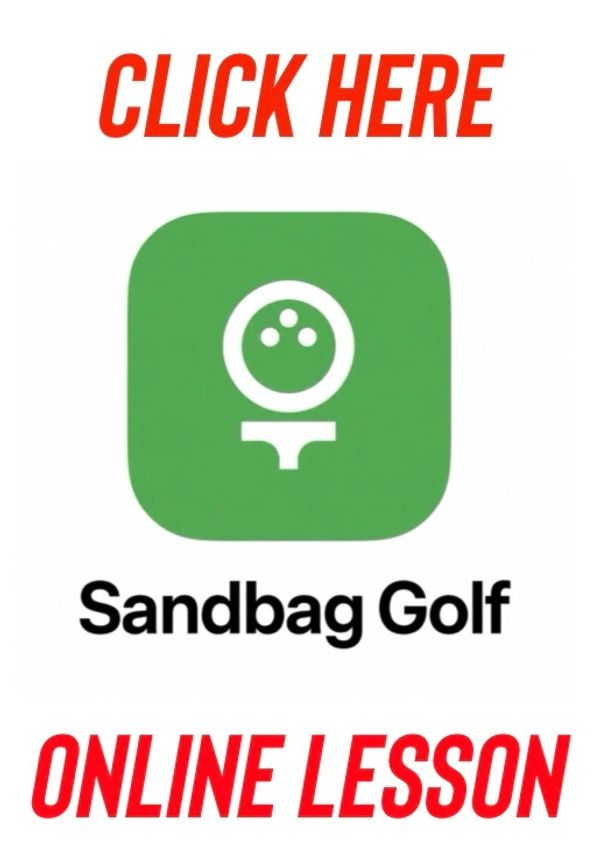 Advertisement for Sandbag Golf online lessons.