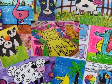 Art Projects by kids made in Wild About Art, Art room , Art Class Bahrain 