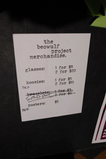 Beowulf Project merchandise price list.