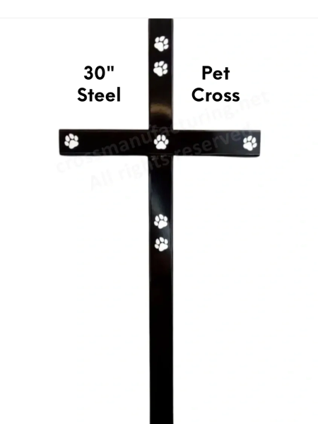 30 inch STEEL Black Pet Memorial Cross, pet cross, pet grave marker ...