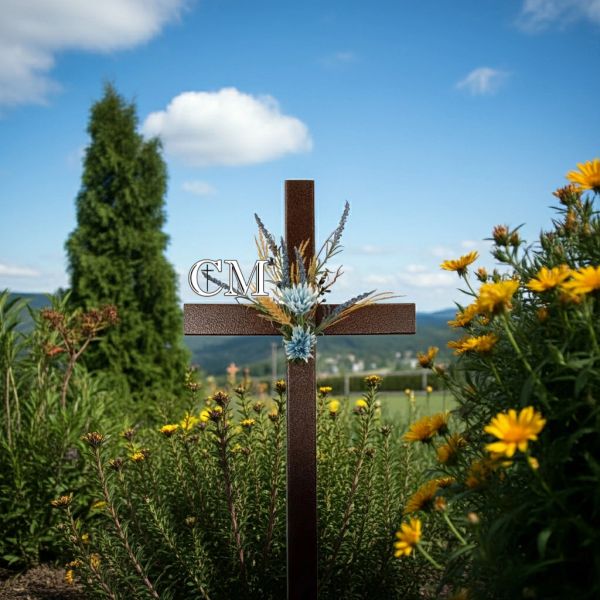 30 inch STEEL Copper cemetery cross, 784