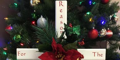 30" Holiday Cross.  Various floral and lettering options available.