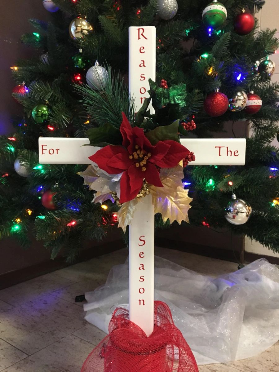 30 inch STEEL Reason For The Season, White Cross, Christmas Cross ...