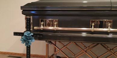 Memorial cross for funeral-can be placed in a vase or stand and then moved to cemetery after service