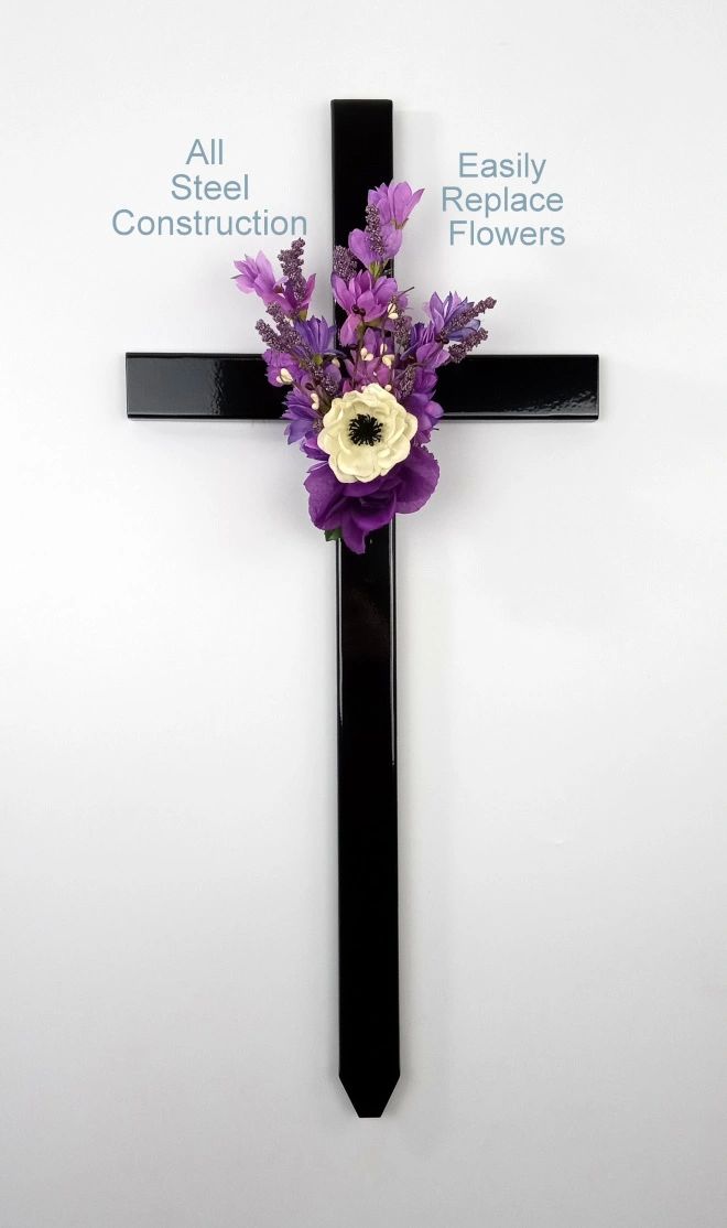 30 inch STEEL BLACK cemetery cross 774
