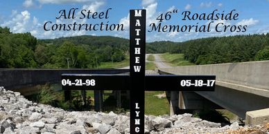 Personalized roadside memorial cross, roadside memorial marker, memorial cross  for side of road.
