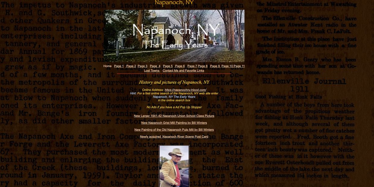 This was the homepage of Bill Winter's extensive website archive about Napanoch & Wawarsing