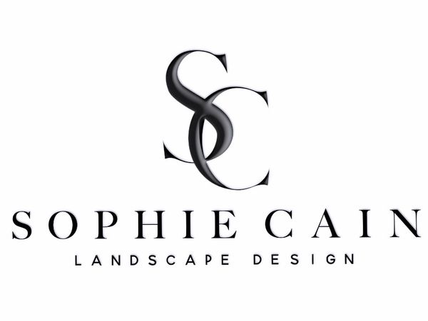 Elegant logo for Sophie Cain Landscape Design with intertwined SC initials.