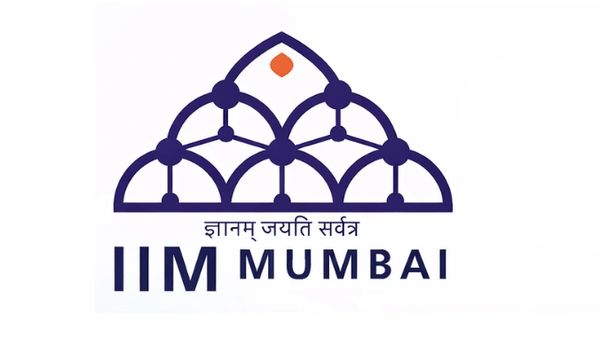 Logo of IIM Mumbai with Sanskrit text and geometric design.