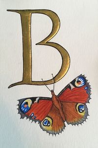 B for butterfly. This piece is a contemporary design using a 14th Century recipe for gesso