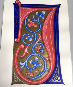 Gothic style J. This piece is taken from the book ‘The Bible of Illuminated Letters’ by Margaret Mor