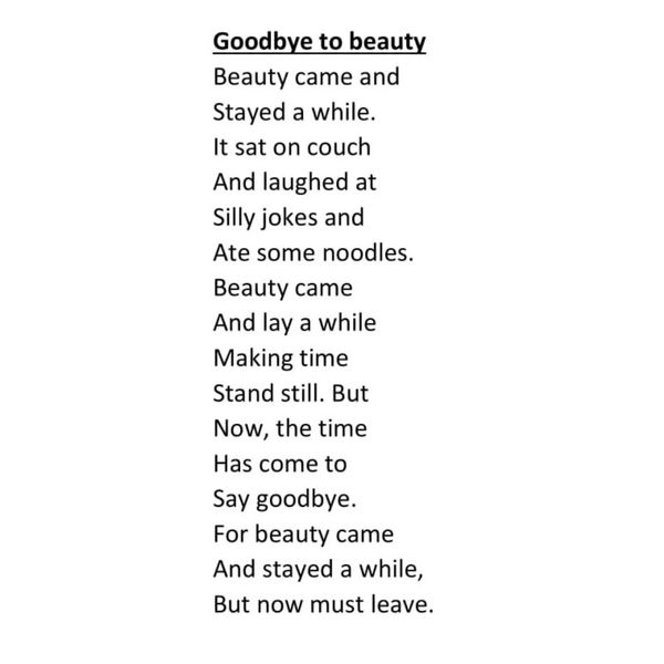 A poem about beauty's fleeting nature.
