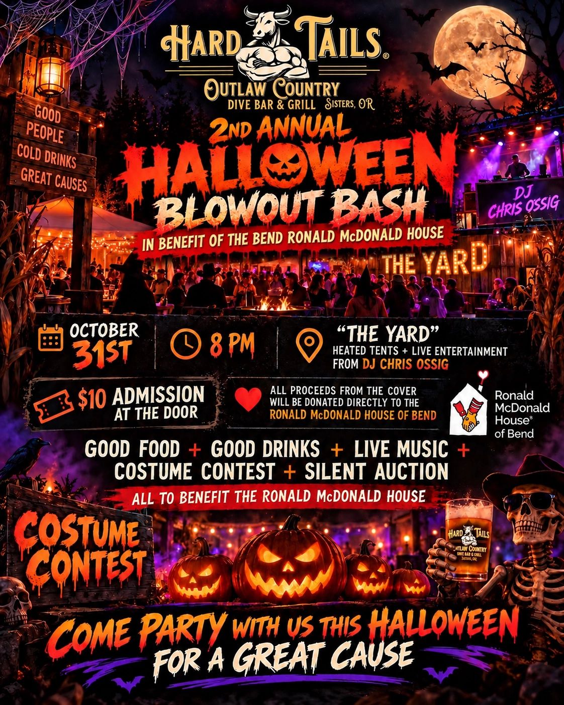 Halloween Bash for Ronald McDonald House at Hardtails Outlaw Country Dive Bar & Grill