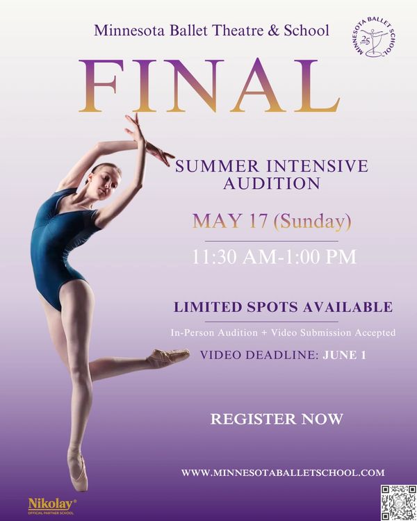 Summer Intensive Audition.
Dancers will be evaluated on technique, and placement.
