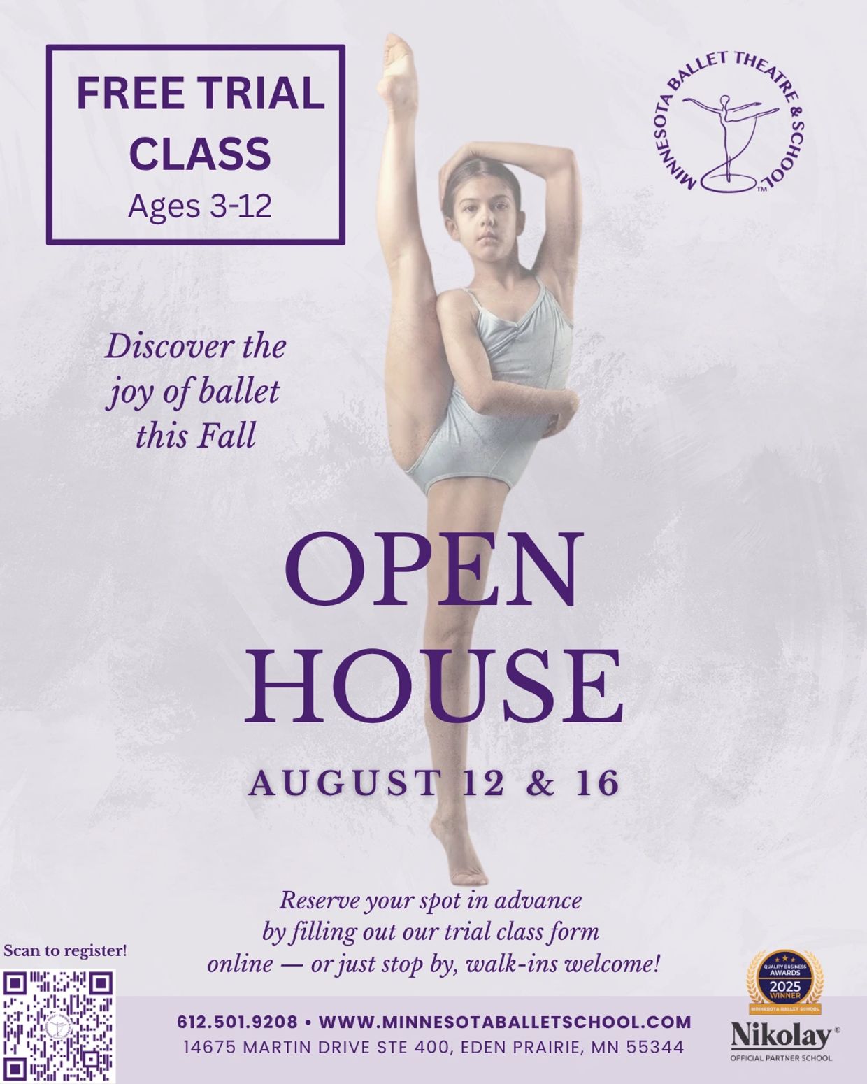 Tour the Studio · Meet the Faculty · Register for Fall. Minnesota Ballet School – Eden Prairie

