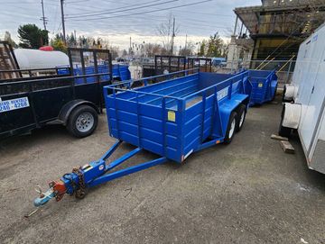 open box heavy duty trailer for  moving and storage equipment. Three foot high walls.