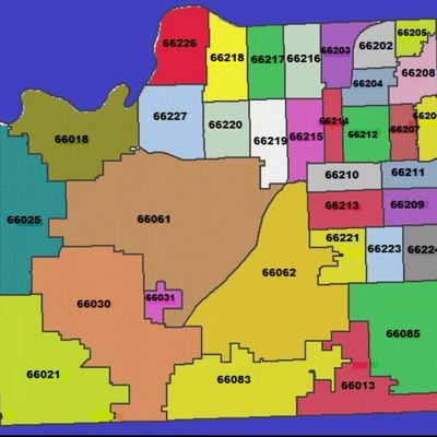 Map of Johnson County, KS split up by zip codes. I still it use to route my appliance repair calls.