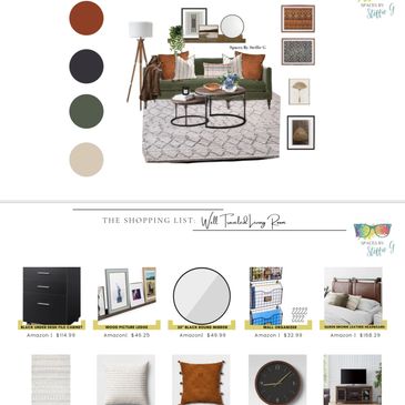 Design board with shopping list