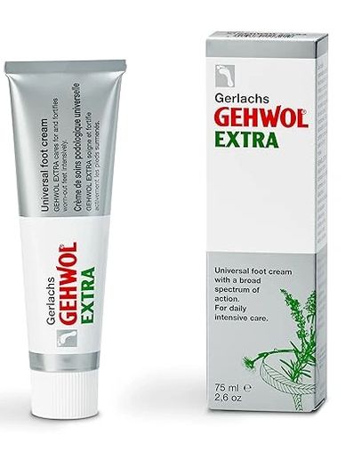 Tube and box of Gerlachs GEHWOL Extra universal foot cream.