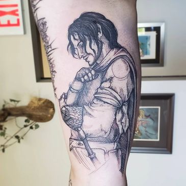 aragorn lord of the rings sketch style tattoo