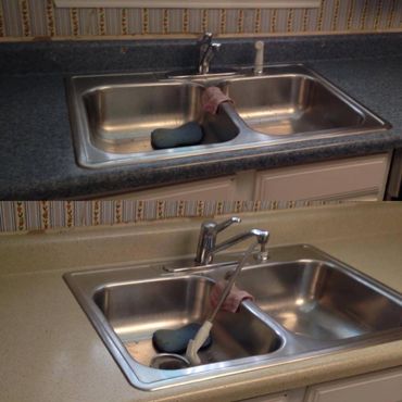 Laminate kitchen refinish. Before and after. 