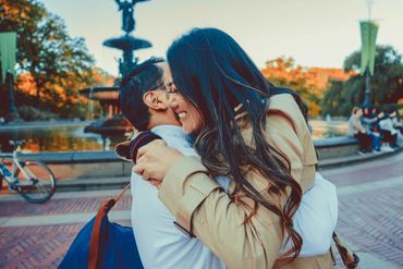 hug each other couple engagement photo 