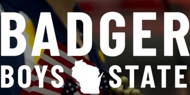 Badger Boys State logo with Wisconsin silhouette.