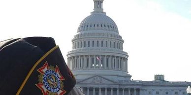 Veteran in front of the U.S. Capitol building.