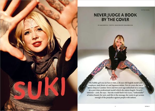 Tattoo model Suki featured in Tattoo life magazine, May/June 2024 edition 