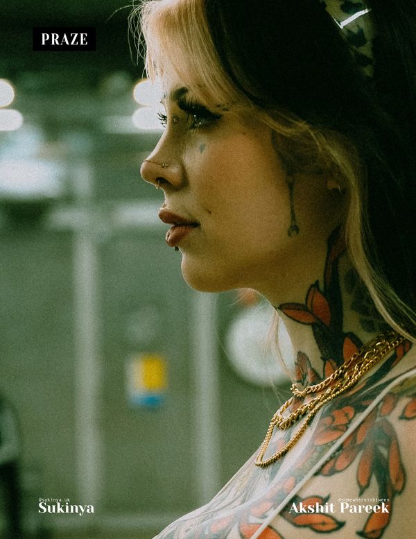 Tattooed model in London featured in PRAZE magazine.