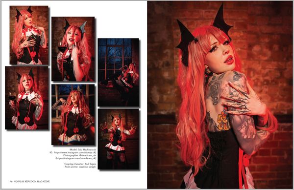 SUKINYA model cosplaying Krul Tepes in anime styled photoshoot.