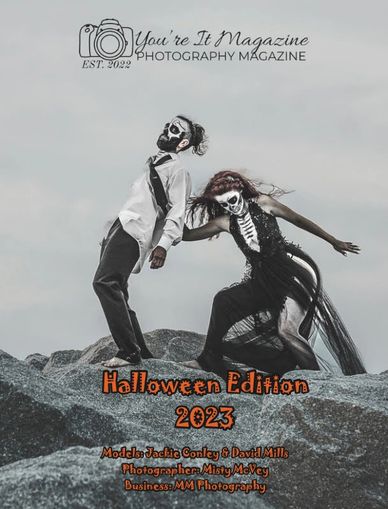 Halloween Edition 2023 is Front Cover  MM Photography  & Models Jackie Conley and David Mills. 