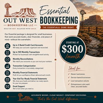 Essential bookkeeping service for small businesses starting at $300 monthly.