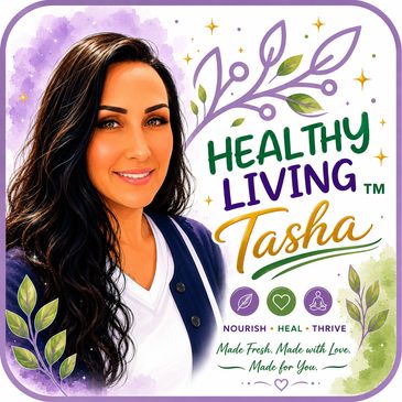 Portrait of a woman promoting Healthy Living with vibrant, nature-inspired design.
