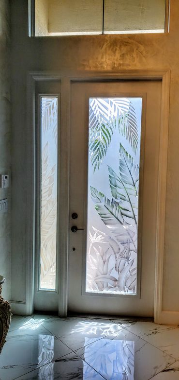 ETCHED GLASS DOOR AND SIDELITE