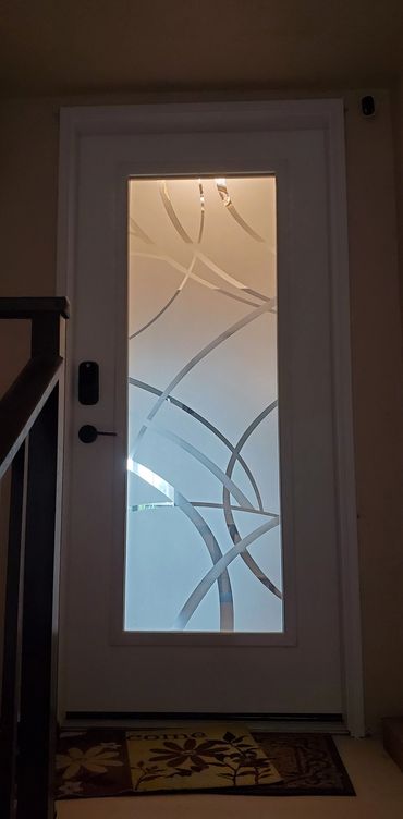 Single etched glass door