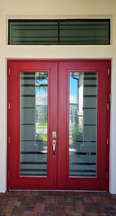 Etched glass doors