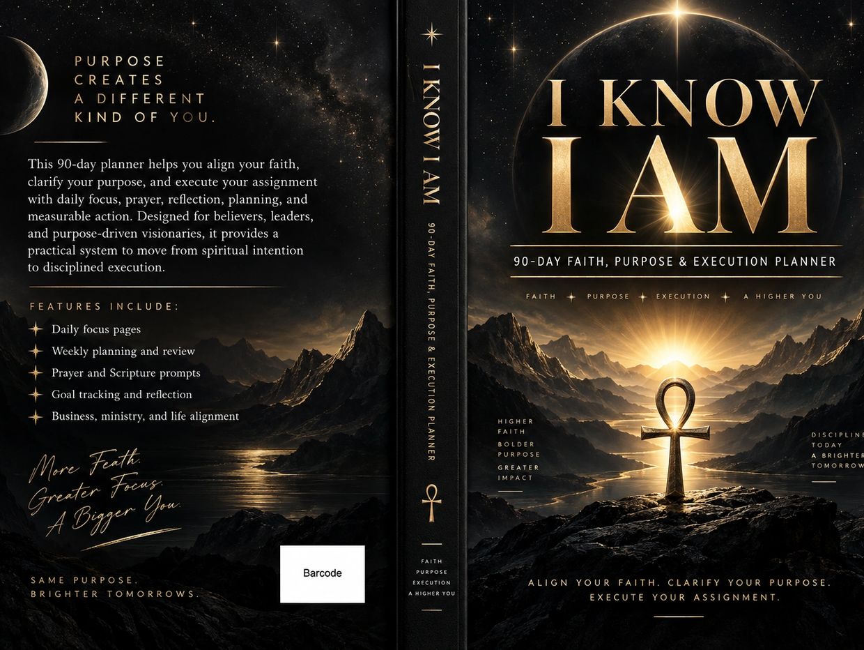 Cover of a 90-day faith, purpose, and execution planner titled 'I Know I Am'.