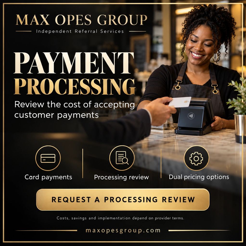Max Opes Group offers payment processing reviews.