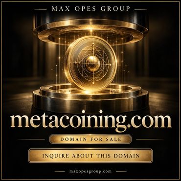 Advertisement for metacoining.com domain sale.