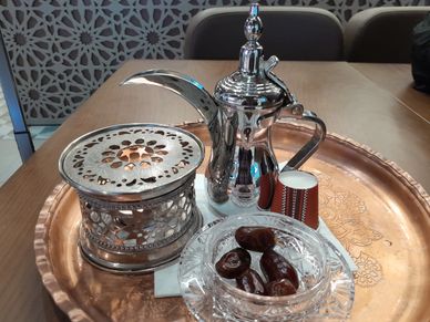 Arabic Coffee at a cafe inside Muscat Airport in Oman