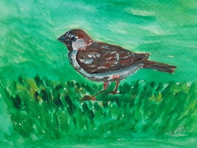 A sparrow painting by Toofan Majumder