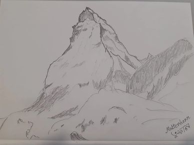 sketch by Toofan Majumder
Matterhorn
Switzerland
Painting
Art
Drawing
Mountain 
Nature
Snow
Forest