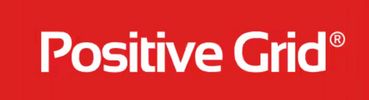 Logo with white text 'Positive Grid' on a red background.