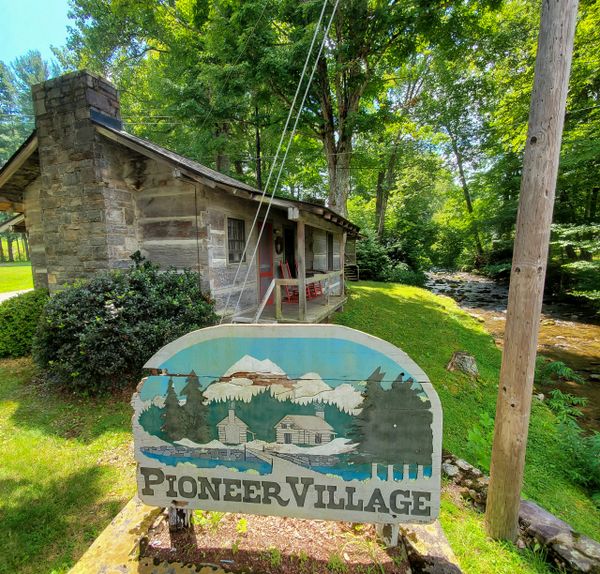 Pioneer Village cabin in summer